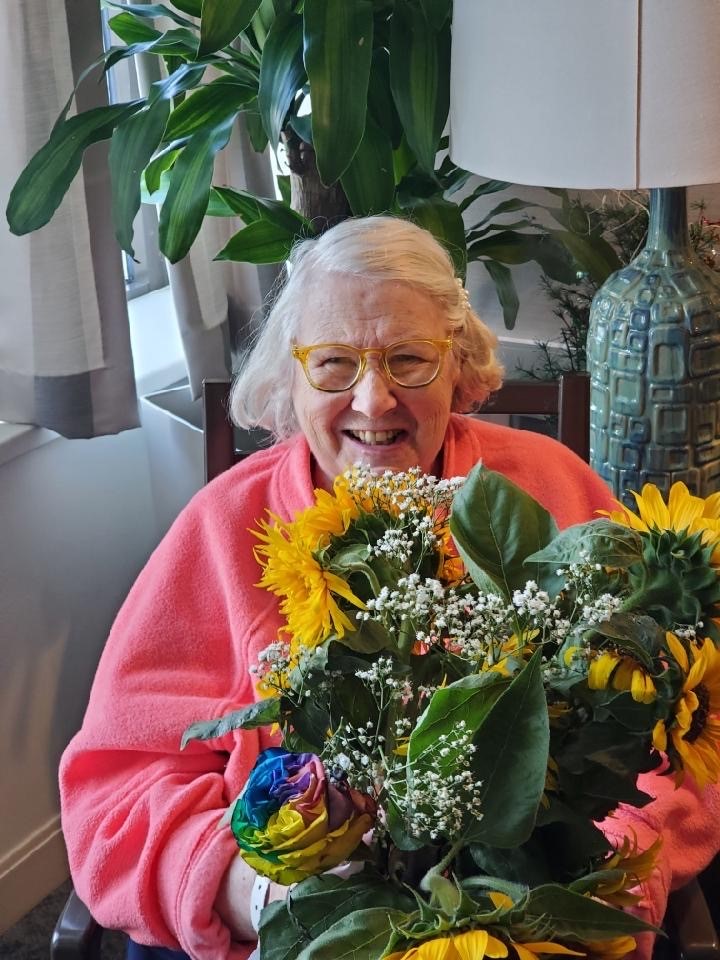 Woman with Flower Bouquet