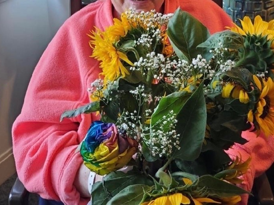 Woman with Flower Bouquet